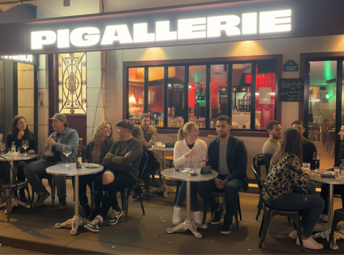 Pizza place in Quartier Pigalle late at night