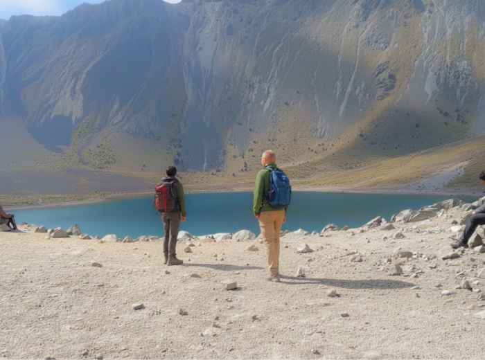Laguna del Sol sitting in the volcano's collapsed summit
