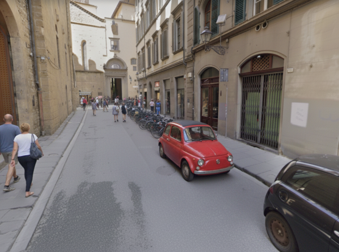 A narrow Florentine street with artisan workshops