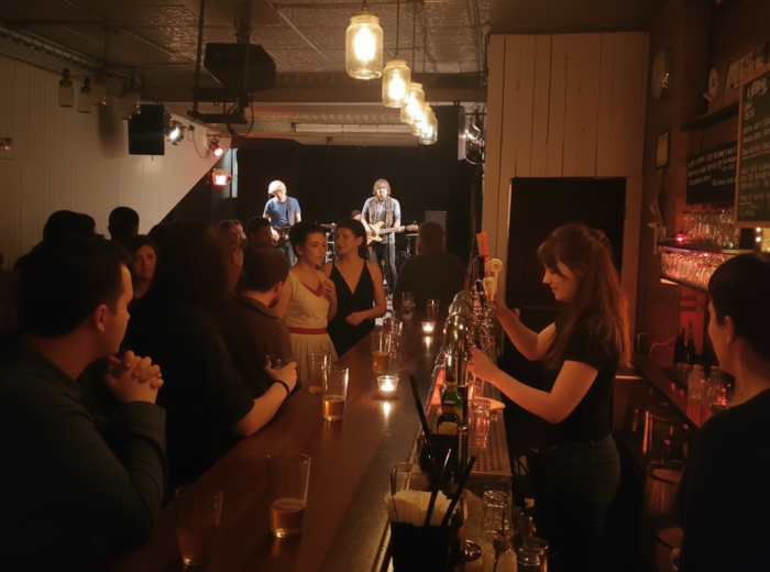 Casa Del Popolo filled with visitors enjoying a show