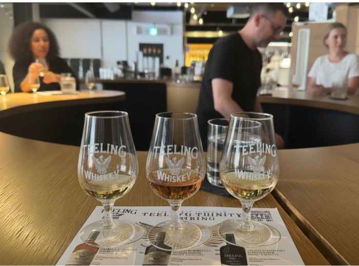 Whiskey tasting flight at Teeling Distillery