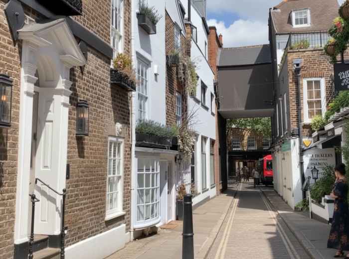 Walking through quiet and pretty street
