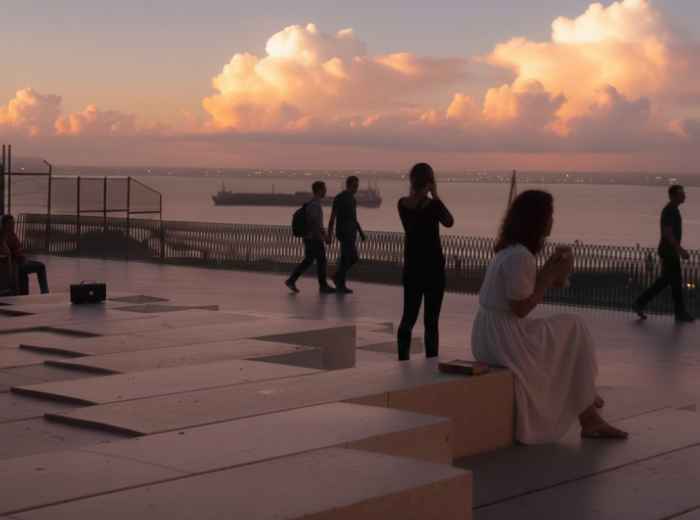 Sunset over Tagus River from Santa Catarina