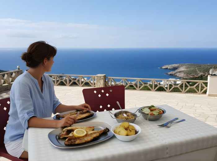 Grilled dourada on a plate at waterfront restaurant in Setúbal