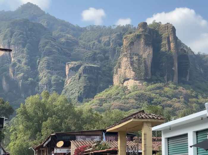 View of Tepoztlán's jagged volcanic cliffs