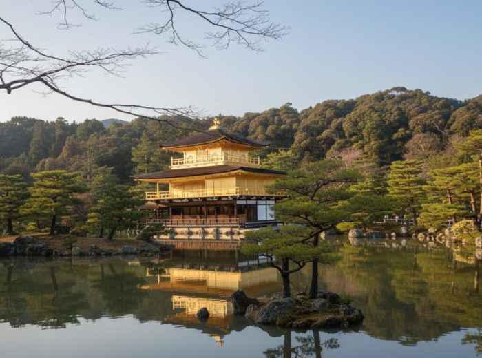 Kinkaku-ji reflected in the calm waters of Kyokochi Pond