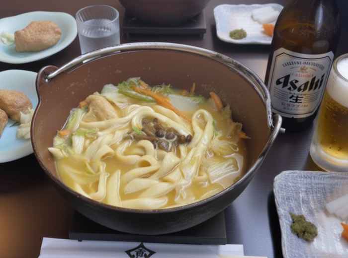 Steaming bowl of hoto noodles, a regional specialty near Mount Fuji