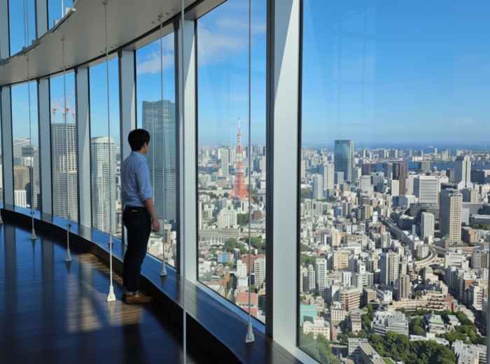 Tokyo skyline viewed from Mori Tower observation deck at Roppongi Hills