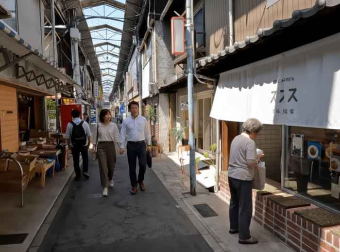 Small restaurants in Nakatsu Shopping Street, Osaka