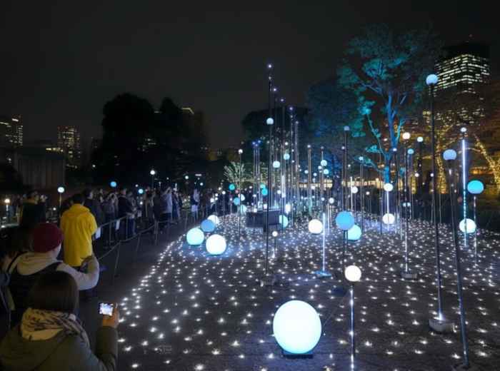 Winter illuminations at night in Tokyo