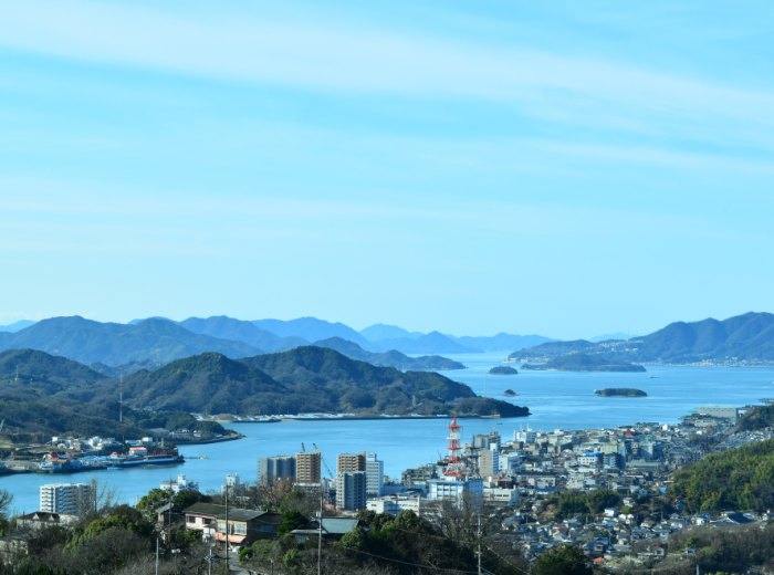 Onomichi Channel and the surrounding islands of the Seto Inland Sea view from Senko-ji Park