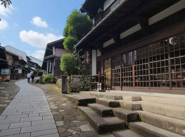 Magome post town with preserved wooden buildings along the Nakasendo