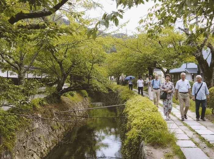 Late afternoon stroll through Kyoto’s Philosopher’s Path in early June
