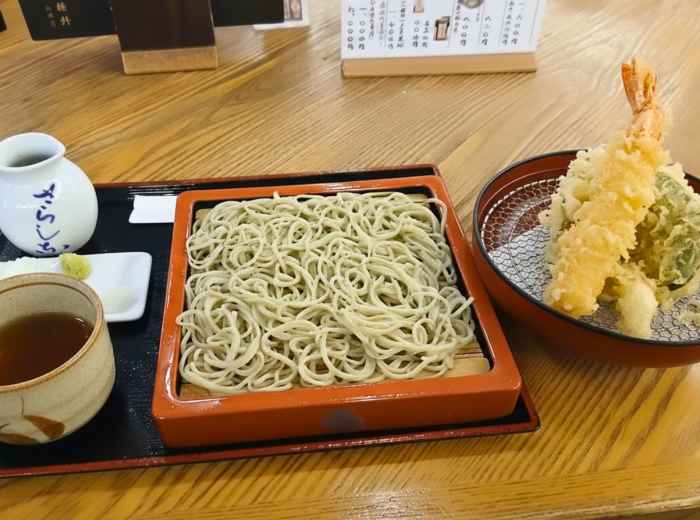 Cold soba noodles and tempura from Sarashina Horii in Tokyo