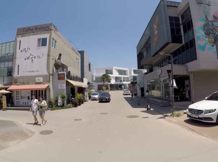 Street view in Heyri Art Valley with galleries and cafés