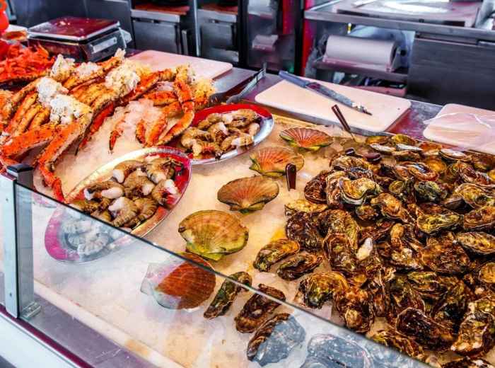 Fresh seafood display at Noryangjin Fish Market