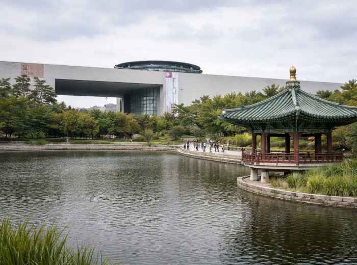 National Museum of Korea with pavilion and reflecting pond