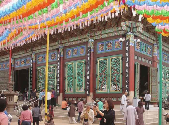Jogyesa Temple courtyard under lanterns, Buddha’s Birthday