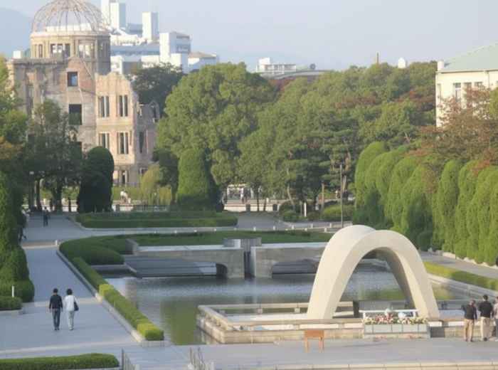 Hiroshima Peace Memorial Park with the Atomic Bomb Dome in the background