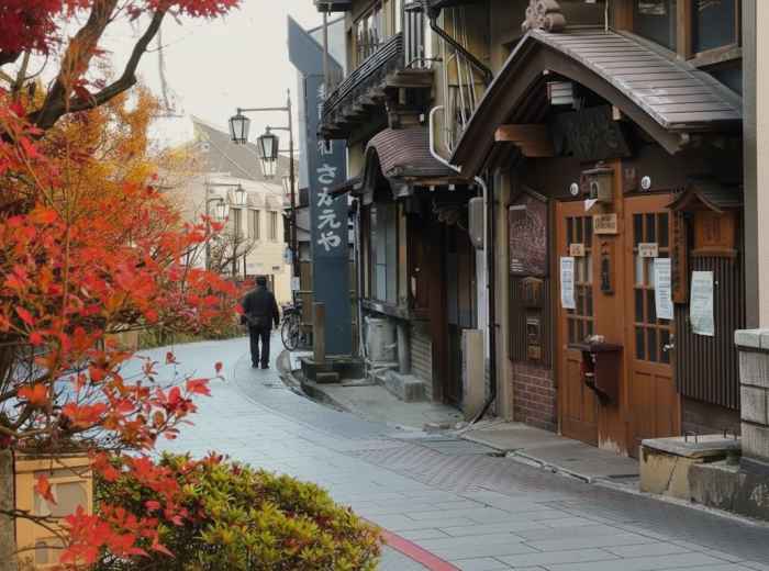Quiet onsen-town street in Shibu Onsen