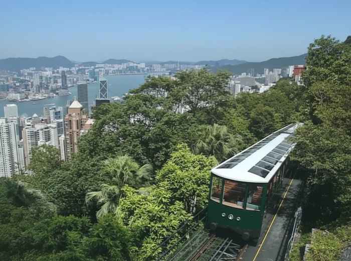 Peak Tram above Hong Kong’s skyline