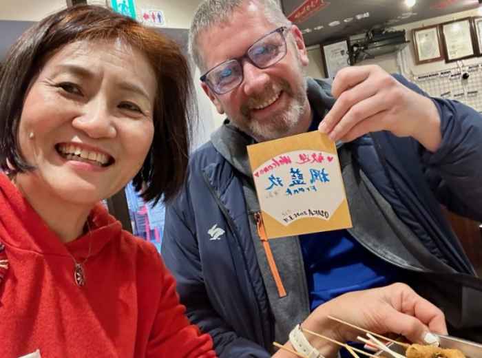 Miki introducing guests to Osaka’s lively food culture and local flavors