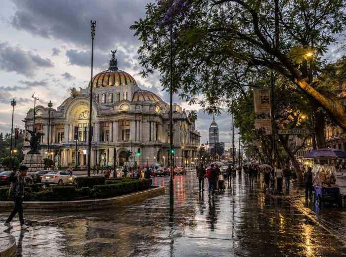 Bellas Artes after rain on a June evening