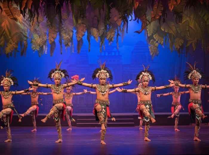 Dancers in traditional costumes on the Bellas Artes stage