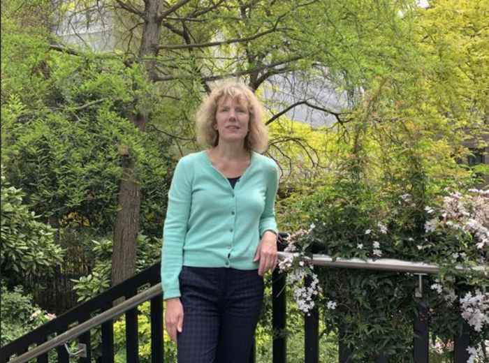 Delia in a quiet green corner of London 