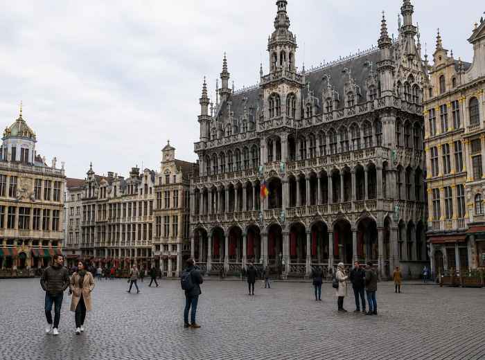 Grand Place and Brussels Town Hall at ground level