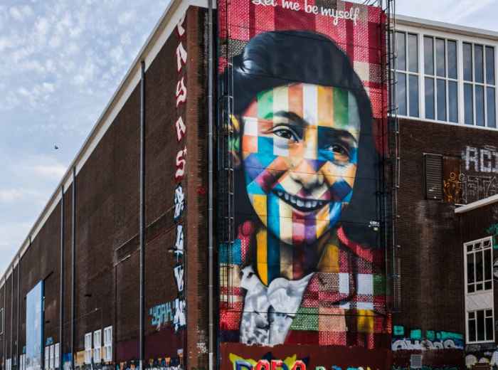 Anne Frank mural in Amsterdam's creative Noord district 
