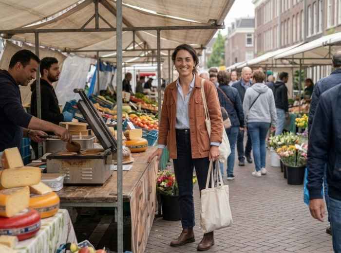 Jette exploring Albert Cuyp Market in Amsterdam 