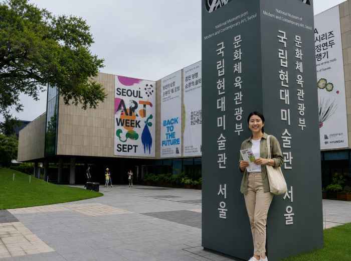 Jiwoo Park visiting Seoul Art Week in Samcheong-dong