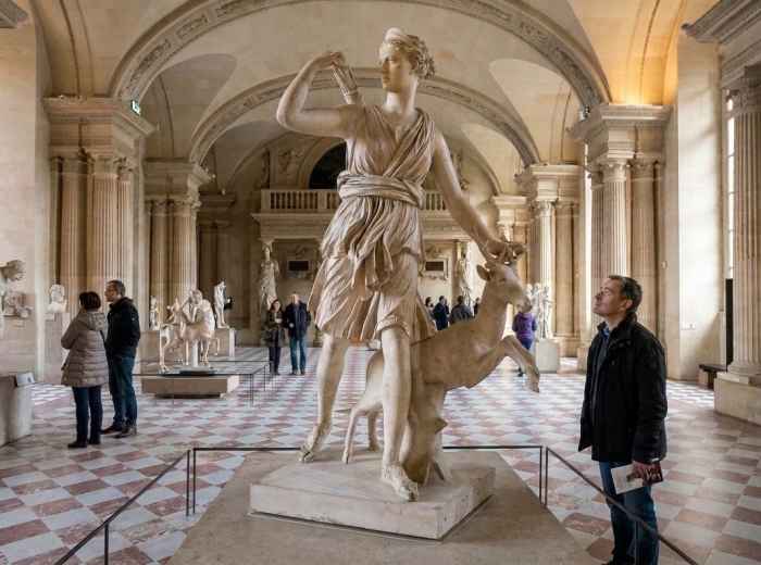 Renaissance sculpture gallery inside the Louvre’s Salle des Caryatides  