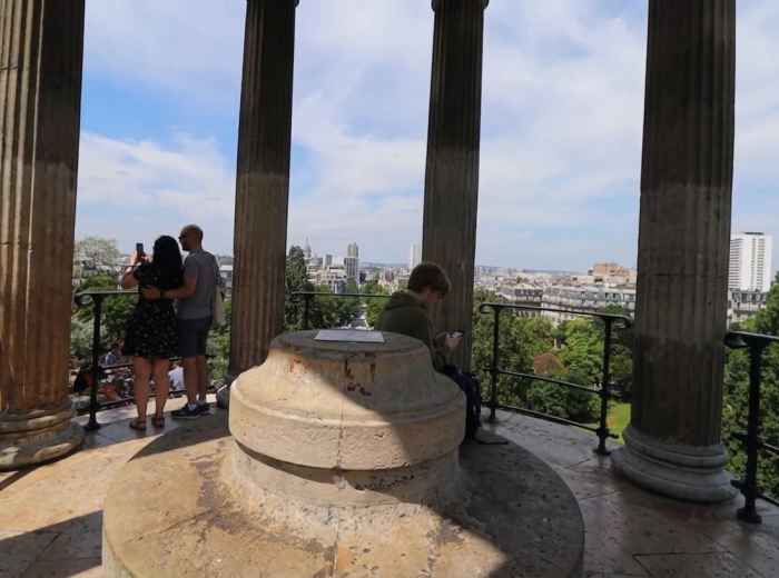 Paris skyline from the Temple de la Sibylle at Buttes-Chaumont 