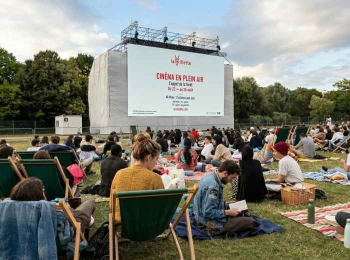 Crowd at the open-air cinema at La Villette in Paris 
