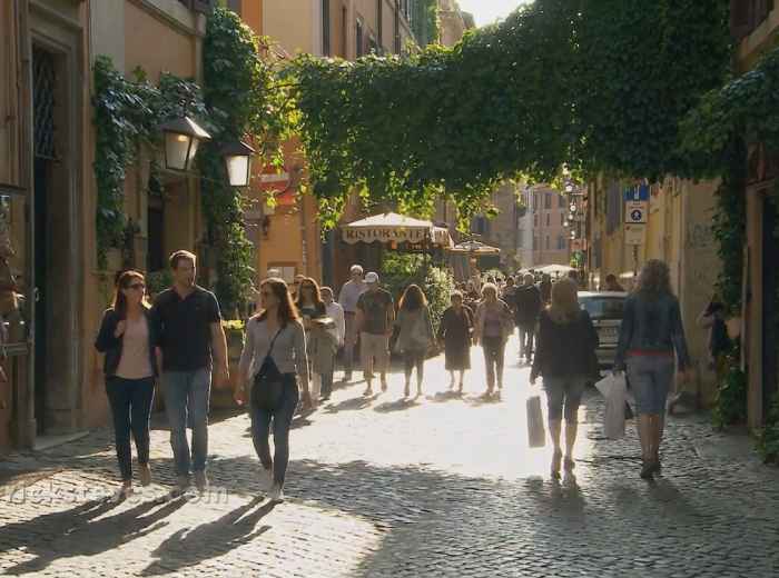 Morning street scene in Trastevere, Rome