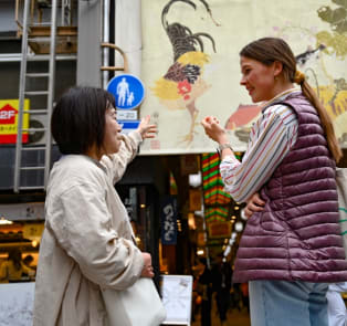 Traveler enjoying a guided Kyoto food tour