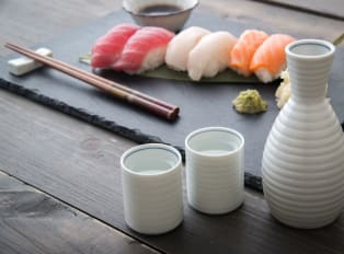 Enjoying sake by the glass