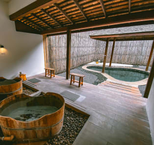 Two hot spring baths in Japan