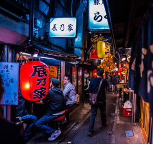 Enjoy the Tokyo lantern-lit alleyways known as yokocho.