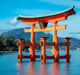 Red Torii gate at Hakone Shrine, Japan