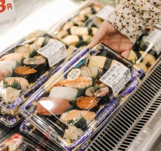 Packaged sushi in Japan