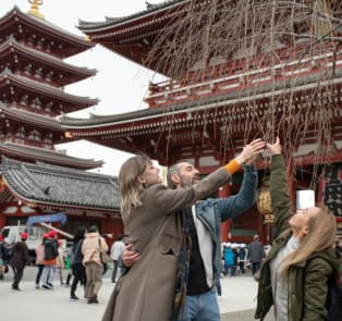 Private guide and tourists at Senso-ji Temple, Japan
