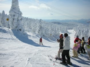 Travelers explore ski resorts