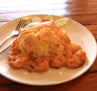 Seafood Omelet on Rice