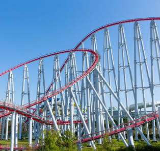 Rollercoaster ride in a theme park