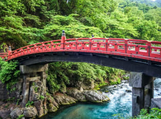Shinkyo Bridge with beautful greenery in the background