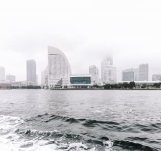 Yokohama port city from the bay