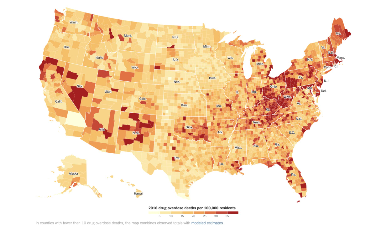 Choropleth map from the New York Times